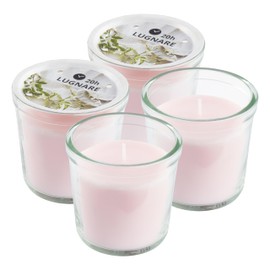 Ikea Candle, Set of 4 - LUGNARE Light Pink, Jasmine & Lily, 20 Hours Each - Glass Jars
