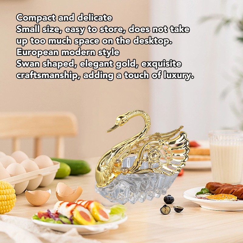 Swan Sugar Storage Jar European Modern Condiment Container Golden Seasoning