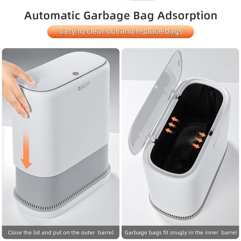 funest Bathroom Trash Can, 3.3 Gallon Slim Trash Can with