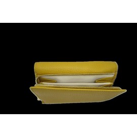 Vera Pelle Womens wallet Purse 10 Cards Made in Italy Italian Leather, Yellow, Minimalist