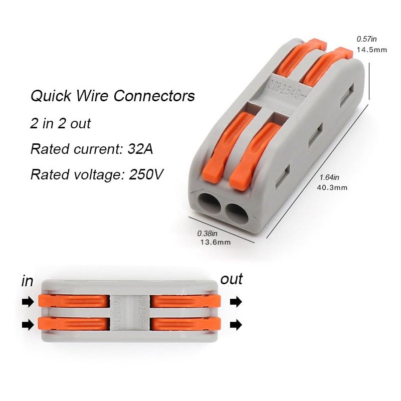 MTUERANC Wire Connectors, Compact Lever Wire Connectors Wire Terminals 2