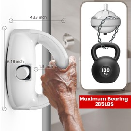 LORESJOY Grab Rail Shower for Seniors, Shower Handle with Suction Cup for Elderly, Portable Mobile Grab Bar Bathroom with Suction Warning, for Elderly, Seniors, Injuries