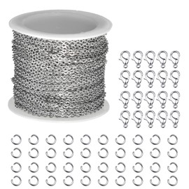 10 Meters Stainless Steel Jewerly Chain,EFGTEK 2.0 mm Small Jewelry Making DIY Chains with 20 Lobster Claps and 28 Pcs Jump Ring ( Silver Color)