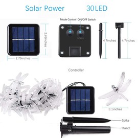 Dragonfly Solar String Lights, Sundecor 21.3ft 30 LED 8 Modes Multi Color Waterproof Dragonfly Solar Fairy Lights Crystal Dragonfly LED for Indoor/Outdoor Patio, Lawn, Garden, Party, Wedding,Christmas