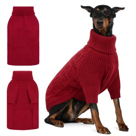 ASENKU XXXL Dog Sweaters for Large Dog Girls Boys, Pullover Turtleneck Knitted Big DoggieSweatershirt for Female Male, Doberman Great Dane Sweater for Extra-Large Breed Dogs, Red 3XL