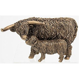 Shudehill Giftware Small Bronze Highland Cow and Calf Ornament