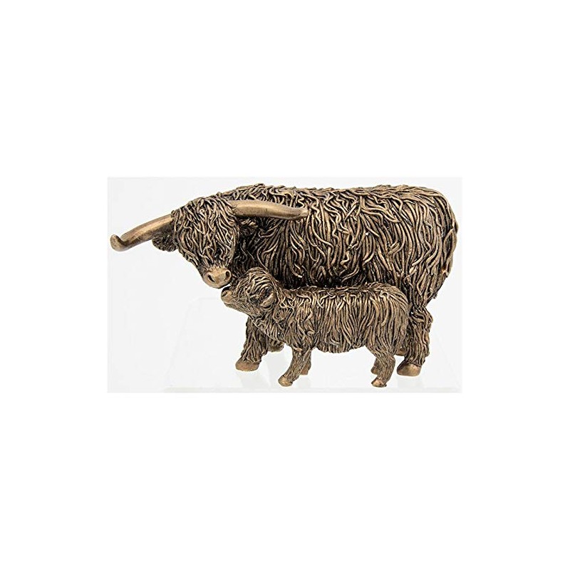 Shudehill Giftware Small Bronze Highland Cow and Calf Ornament