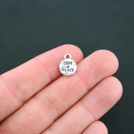 Unbranded BULK 50 Love And Peace Charms Antique Silver Tone Tag - SC634