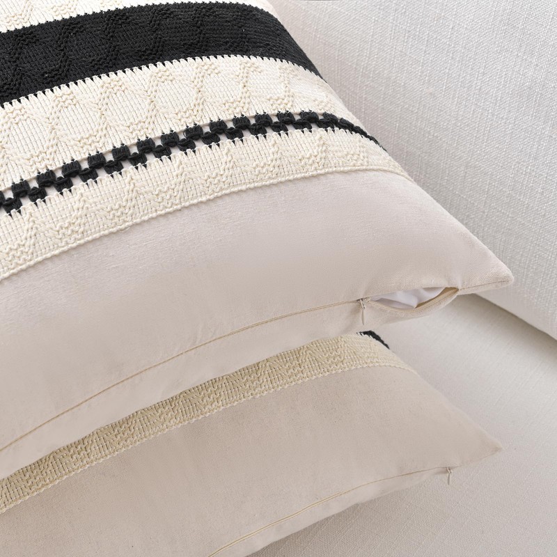 Fancy Homi Set of 2 Boho Black Decorative Throw Pillow