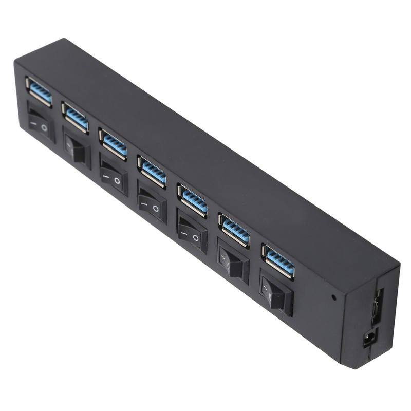 USB Hub 3.0 7‑Port High Speed Splitter Individual Switches Power