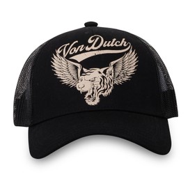 Von Dutch Women's Lion Cap, Adjustable Trucker Cap with Snapback, Black, Beige, Size U, Black, One Size