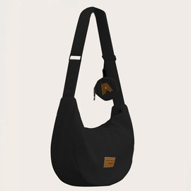 Women's College Style Corduroy Crescent Dumpling Bag Casual Handbag Fashion Crossbody Bag Simple Style Shoulder Bag Versatile Wallet Suitable for Daily Use - Color: Black