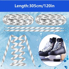 Hayaww 2 Pairs 120 Inch Shoelaces Hockey, Prolace Waxed Hockey Skate Laces, Professional Shoelaces for Ice Hockey, Professional Flat Shoelaces for Hockey, a