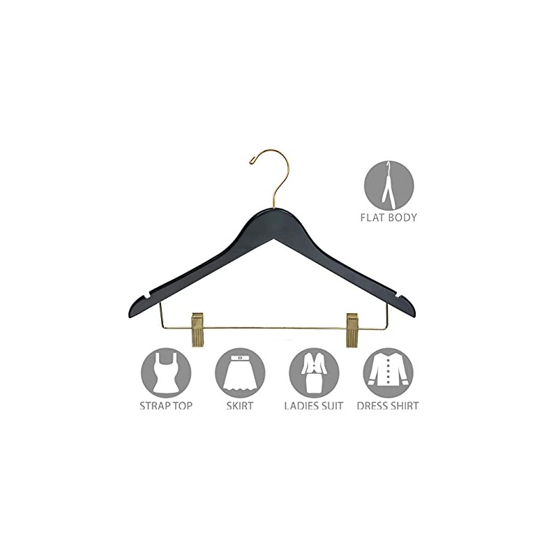 Quality Wooden Skirt Hangers 25 Pack, Solid Wood Pants Hanger