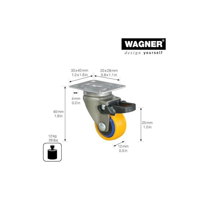 WAGNER Design 3C 01232501 Swivel Castor / Transport Castor /