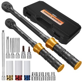 TAGVIT 1/2 3/8 -inch Drive Click Torque Wrench, 5-45Ft.lb, 15-165Ft.lb 15Pcs Torque Wrench Set with 10"/5" Extension Bar, 8/10/14/17/17/19/21mm Sockets, 14/16mm Swivel Spark Plug Socket, T25/T40 Torx