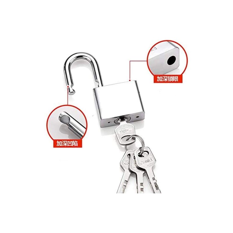 Padlock, Magnum Solid Steel Lock, 40mm Wide Silver Tone Metal