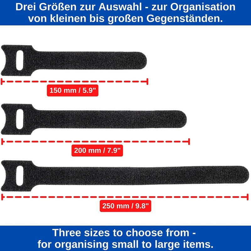 Velcro Cable Ties with Loop, Pack of 25, 20 cm