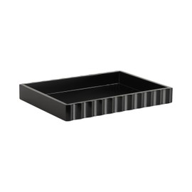 Kate and Laurel Lissi Decorative Rectangle Tray with Wavy Design, 16 x 12, Black, Modern Scalloped Serving Tray for Coffee Table Ottoman, Dining Table, or Entryway Catch-All Tray