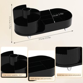 Wlicon Rotating Makeup Organizer Cosmetic Organizer, Cosmetic Display Case Round Vanity Makeup Organizer Cosmetic Storage Display box for Skincare, Brushes, Eyeshadow, Lipstick (Black)