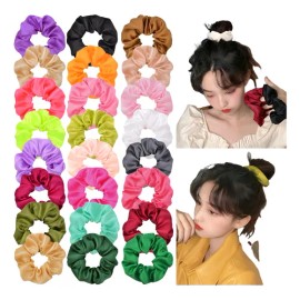 40 Colores Ligas Elásticas Para Cabello Scrunchies De Satén Multicolor