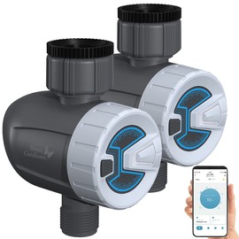 Royal Gardineer Bluetooth Solenoid Valve: Set of 2 Smart Programmable Irrigation Computers with BT & App (Irrigation Computer App Control, Garden Watering, Garden Hose)