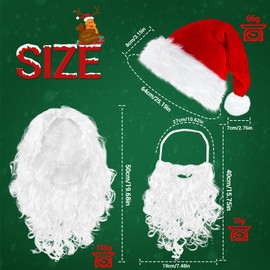 ROSAUI Santa Beard + Wig + Hat, Christmas Hat for Adults, Santa Claus Wig, Santa Claus Beard, 3 in 1 Costume Accessory