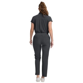 Kitmaz Medical Scrub Set For Women - Modern Mandarin Collar Oversized Scrub Top & Skinny Straight Scrub Pants, 13 Pockets, Anti-Wrinkle