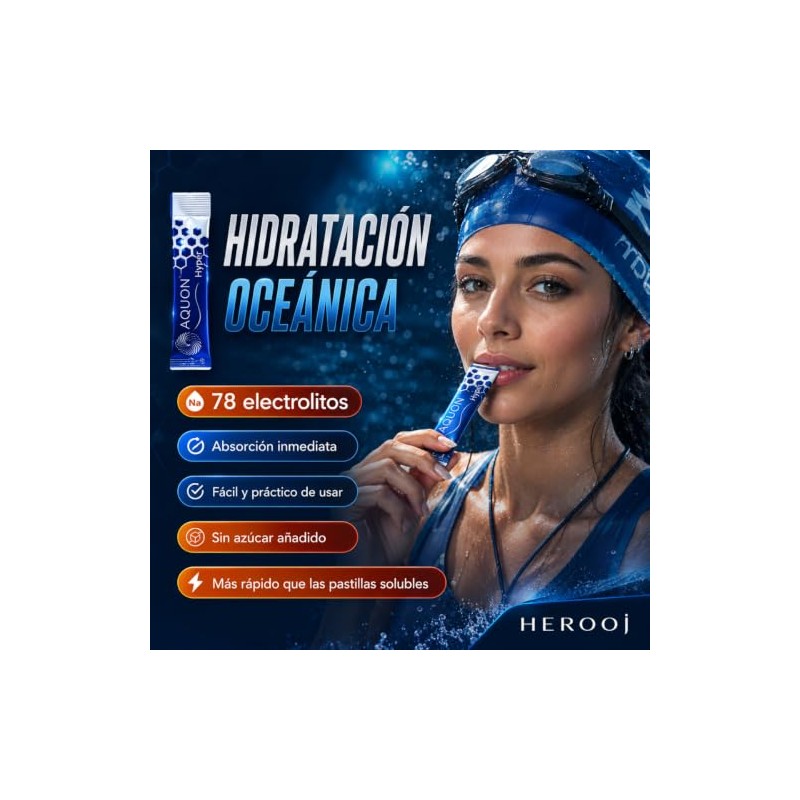 Herooj Hyper Electrolitos Naturales Agua Mar Microfiltrada Sticks Reemplazo Hidratación