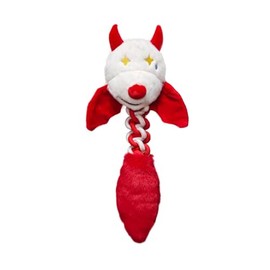 VKL Large Squeaky Dog Plush Toys for Aggressive Chewers Heavy Duty Dog Stuffed Dragon Interactive Cute Crinkly Toy for Giant Extra Big Dog (Red, Clown)