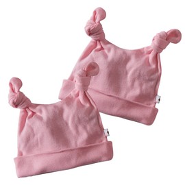 Babysoy Double Knot Hat- 2 Pack, Petal, 6-12 Months