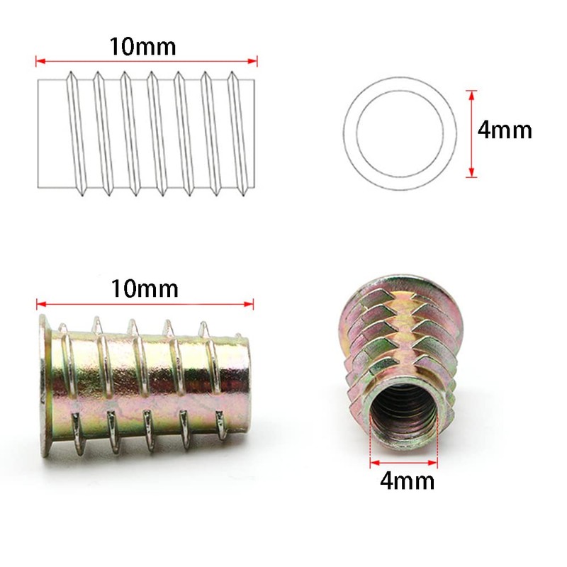 M4 insertos roscados de 10 mm, 150 unidades, unidad hexagonal,
