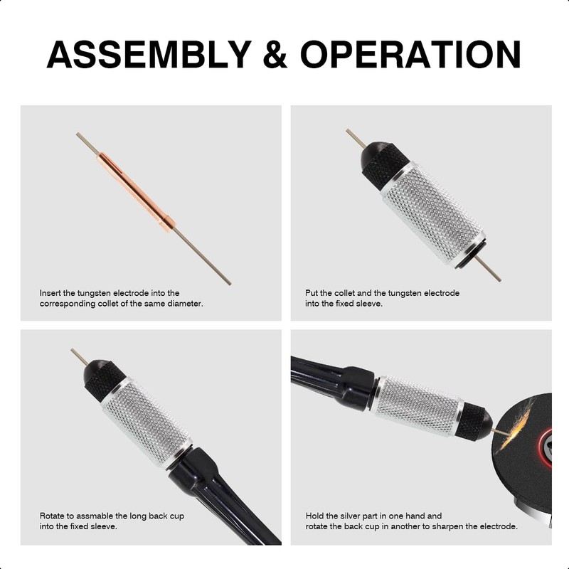TIG Tungsten Manual Sharpener Holder TIG Collet and Long Back