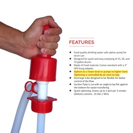 TERA PUMP Large Industrial Barrel Siphon Drum Pump (BPA-Free) for Drinking Water