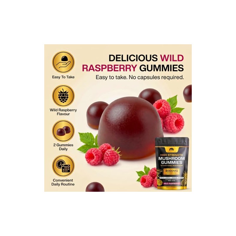 Mushroom Gummies 4000mg – 12 Functional Mushroom Complex with Lions