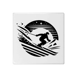 'Night Skiing' 108mm Square Ceramic Tile (TD00027885)