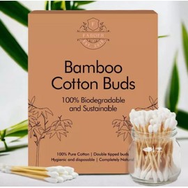 Faboer 600PCS Bamboo Cotton Buds | Cotton Buds Biodegradable | Cotton Ear Buds for Ear Cleaning | Cotton Wool Buds for Makeup Application | Cotton Bud for Cotton Swabs Ear Sticks