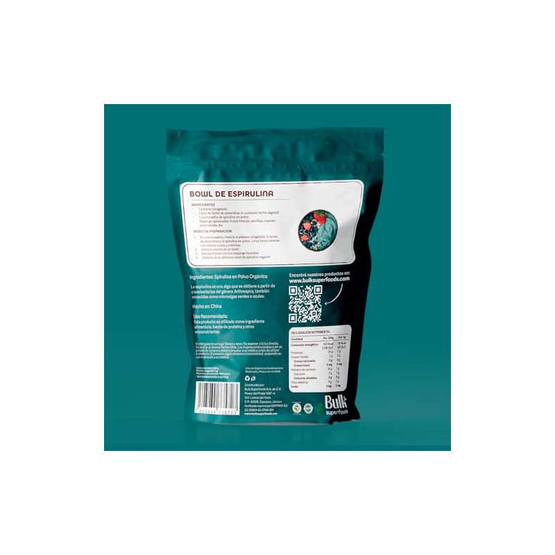 BULK SUPERFOODS Espirulina en Polvo 100% Natural Alga Spirulina