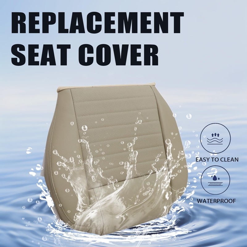 Priprilod Perforated Tan Driver Side Bottom Replacement Seat Cover Fit