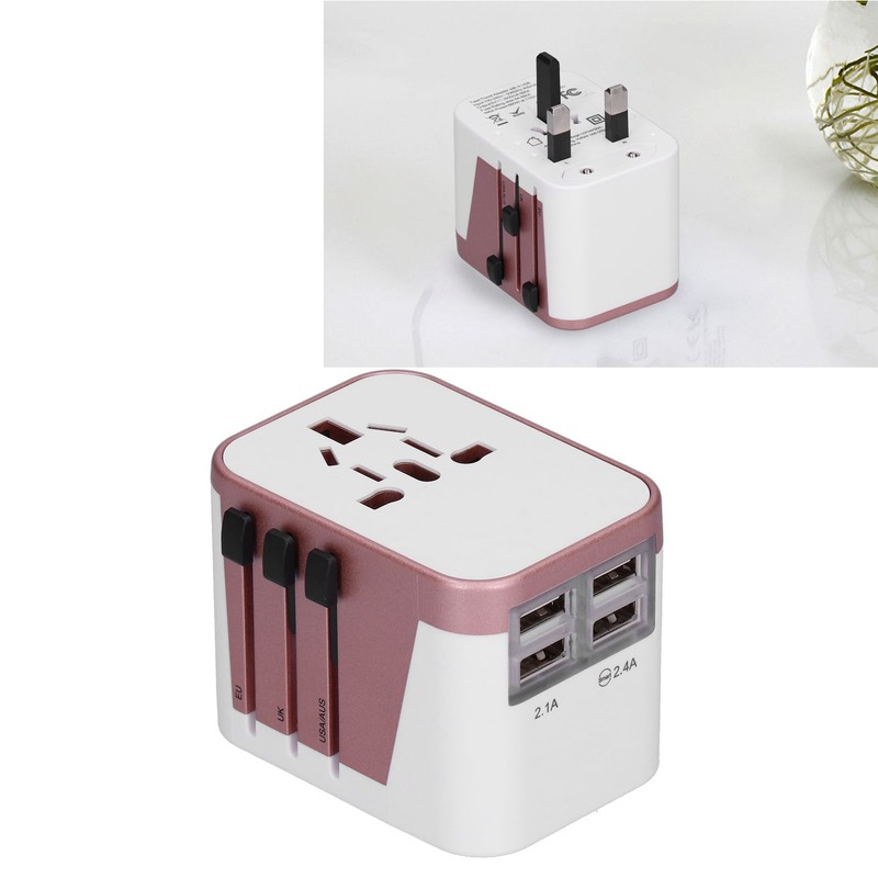 International Power Adapter Travel Plug with 4 USB Ports for