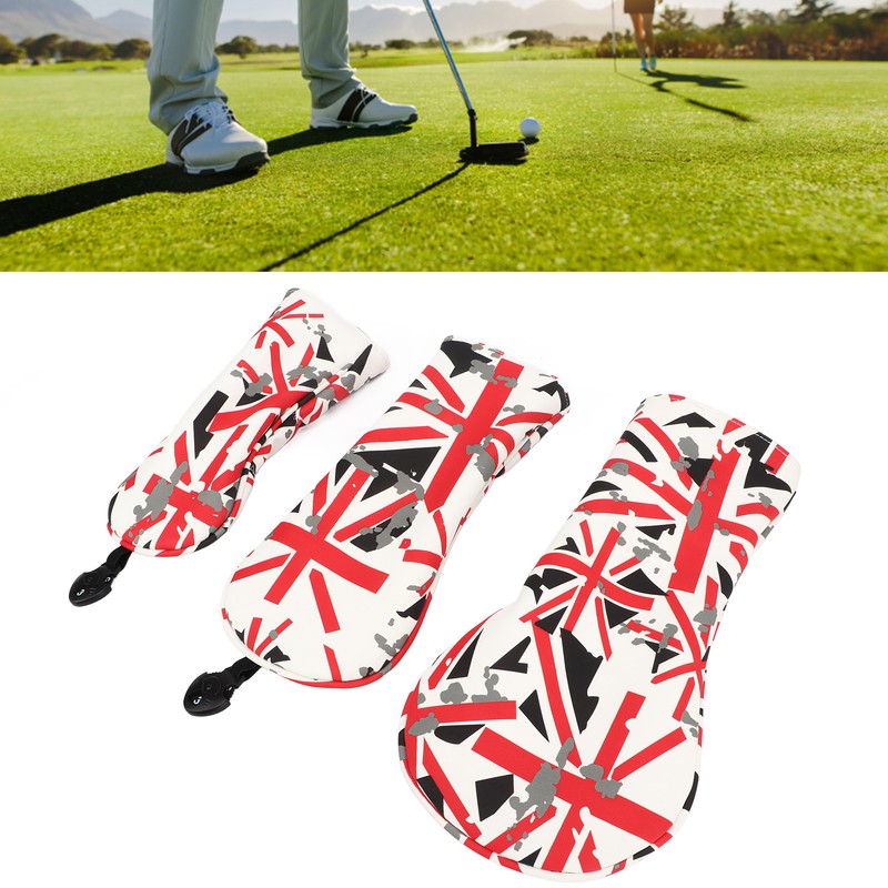 3Pcs Golf Club Head Cover Oxford Cloth British Flag Golf