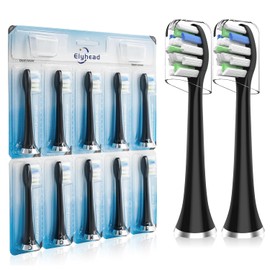 Cabezales de repuesto para cepillos de dientes eléctricos AquaSonic Black Series/Black Series Pro/Vibe Series/Duo Series Pro, cerdas medianas, color negro, paquete de 10 unidades