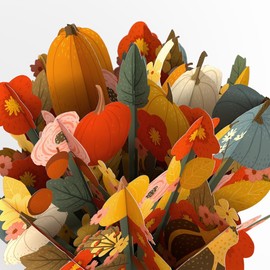 Lovepop Fall Pop-Up Paper Flower Bouquet for Her and Him - 3D Greeting Cards for Boys, Girls, Men, Women - Woodland Harvest - 10.25" Bouquet - Blank Notecard and Envelope Included