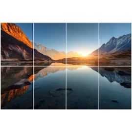 HIRESC Decorative Acoustic Panels 8 Pack, 48"x32" Large Sound Absorbing Wall Art Panels, Self-Adhesive Sound Proof Foam Panels for Bedroom, Home Theater, Studio, Office - Lake