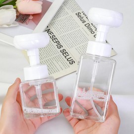 Beavorty Bubble Skin Care Foaming Hand Soap Dispensers, Soap Dispenser Pump Bottles, Flower Shape Foaming Pump Bottles Supplies for Home 2Pcs Skincare Tools