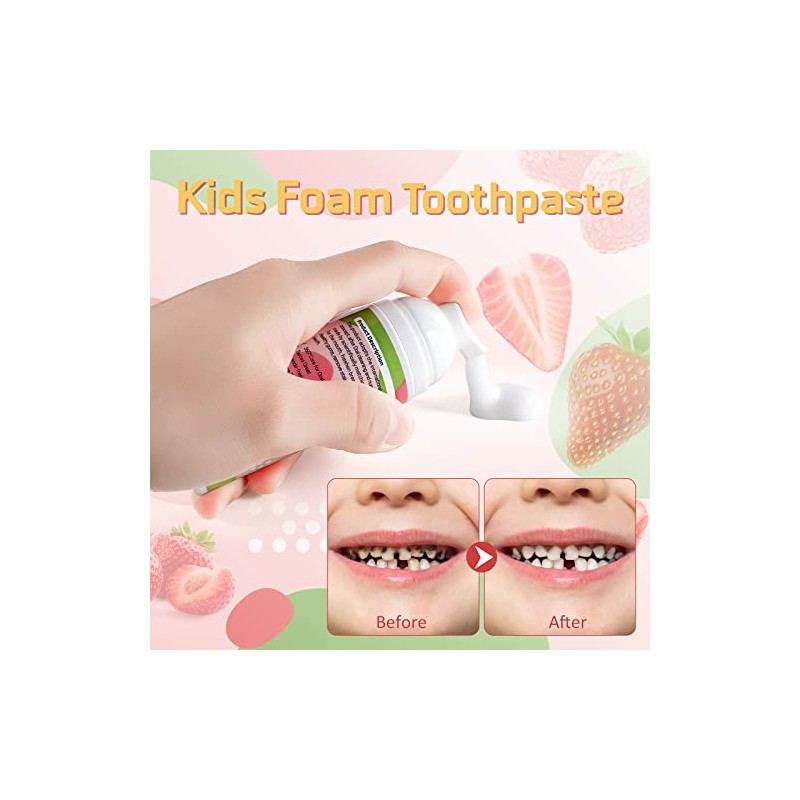 Foam Toothpaste Kids, Toddler Toothpaste with Low Fluoride, Kids Toothpaste,