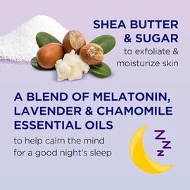 Dr Teal's Exfoliante para dormir con azúcar de karité, con melatonina, lavanda y aceites esenciales, 19 onzas (paquete de 3)