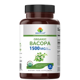 Brieofood Organic Bacopa 1500mg, 45 Servings, Vegetarian, Gluten Free, 90 Vegetarian Tablets…