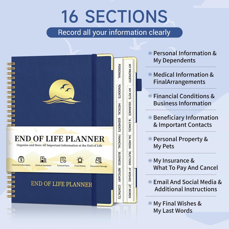 End of Life Planner, Estate Planning Organizer with Tabs for