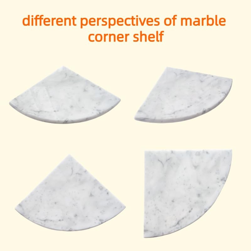 9'' Natural Marble Corner Shower Shelf for Bathroom, Marble Corner